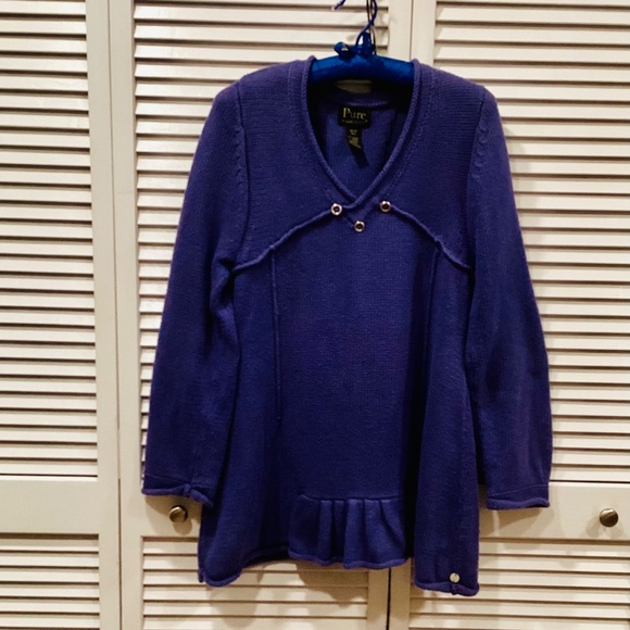 Pure Handknit 100% Cotton Blue Sweater XS/S - Picture 6 of 6